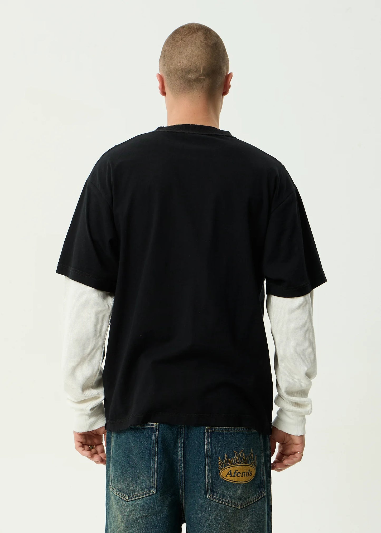 Drop Zone - Layered Waffle Long Sleeve - Stone Black