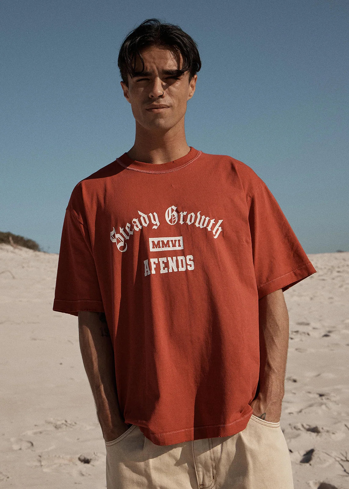 Growth Recycled Heavyweight Boxy Tee - Vintage Cherry
