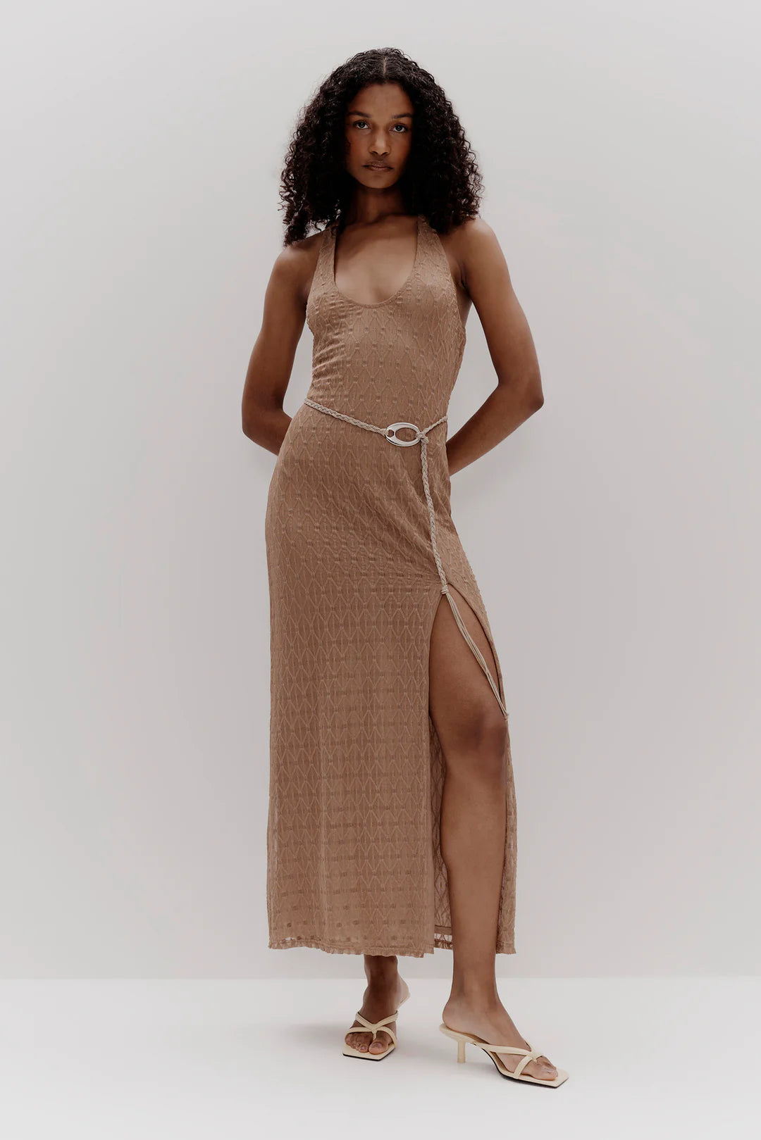 Olive Mesh Midi Dress - Barely There