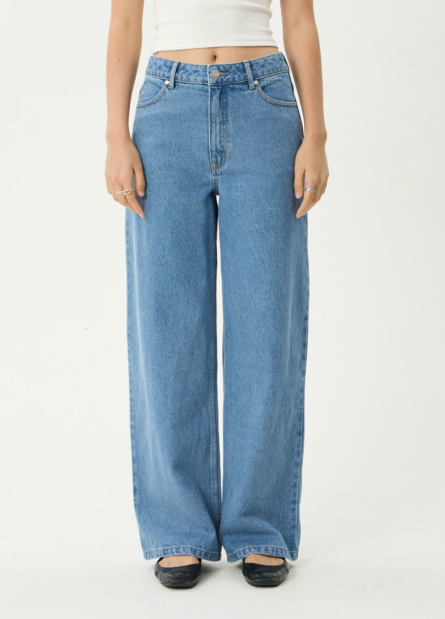 Bella - Denim Wide Leg Baggy Jean - Worn Blue