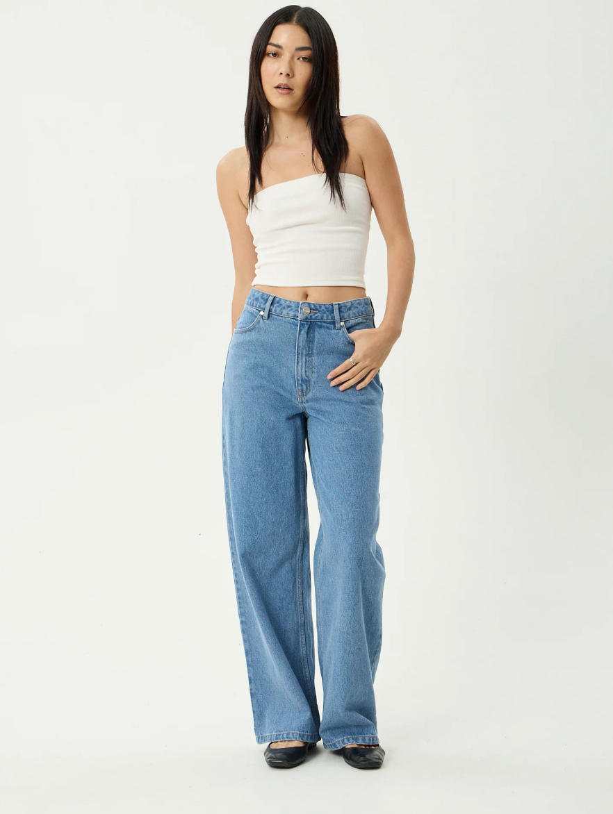 Bella - Denim Wide Leg Baggy Jean - Worn Blue