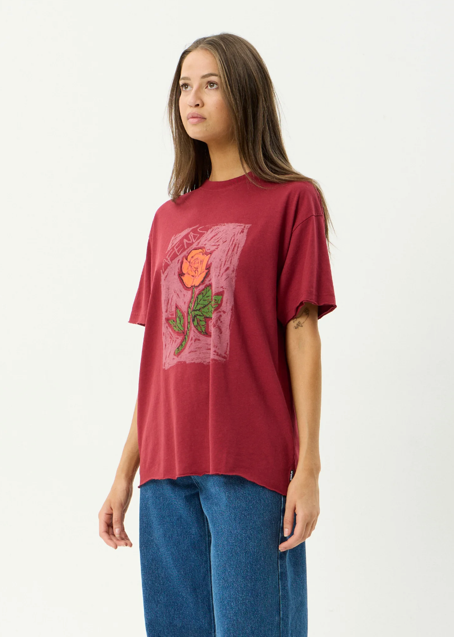 Single N Thorny - Oversized Hemp Tee - Burgundy