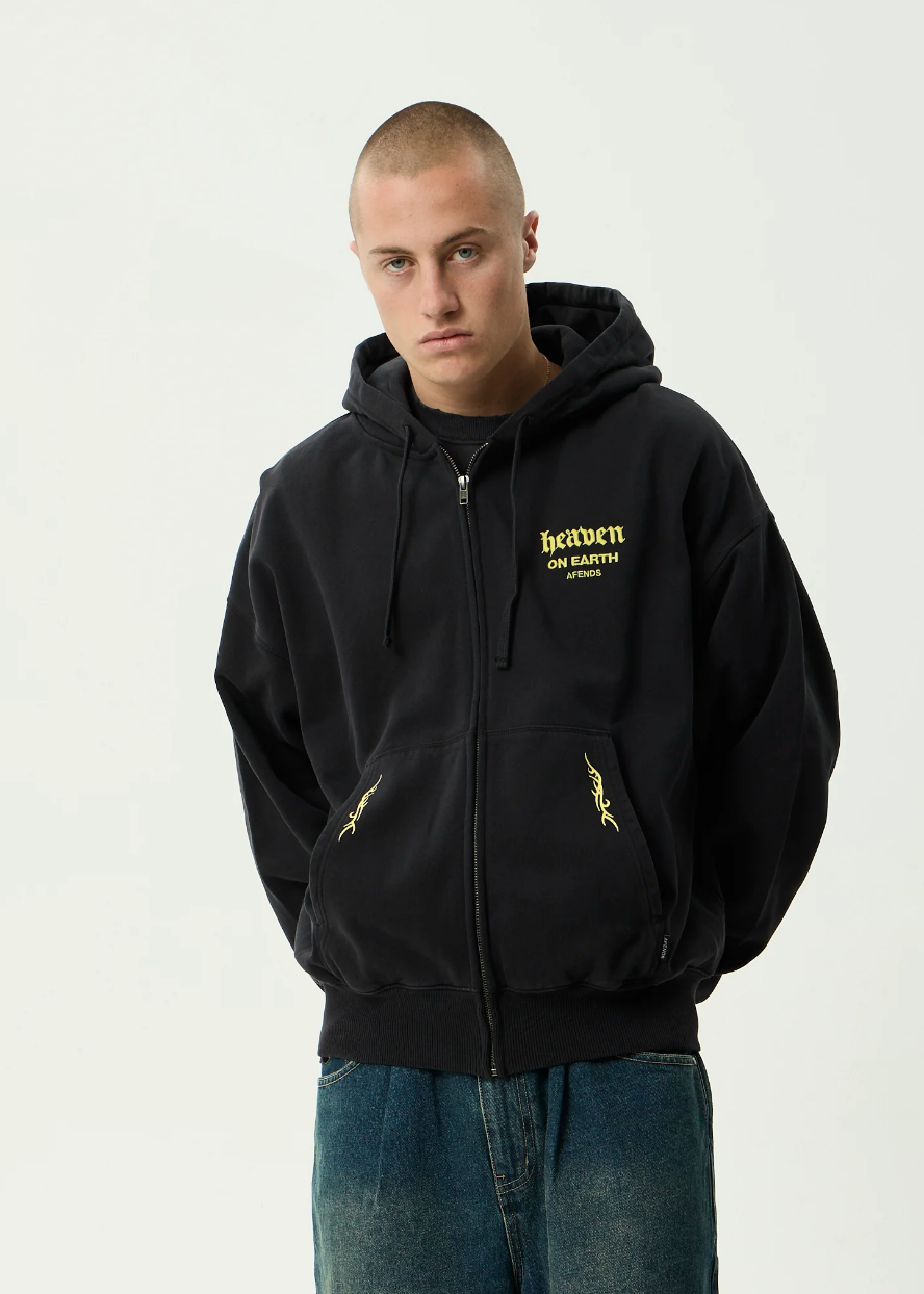 Heaven - Boxy Zip Hood - Black