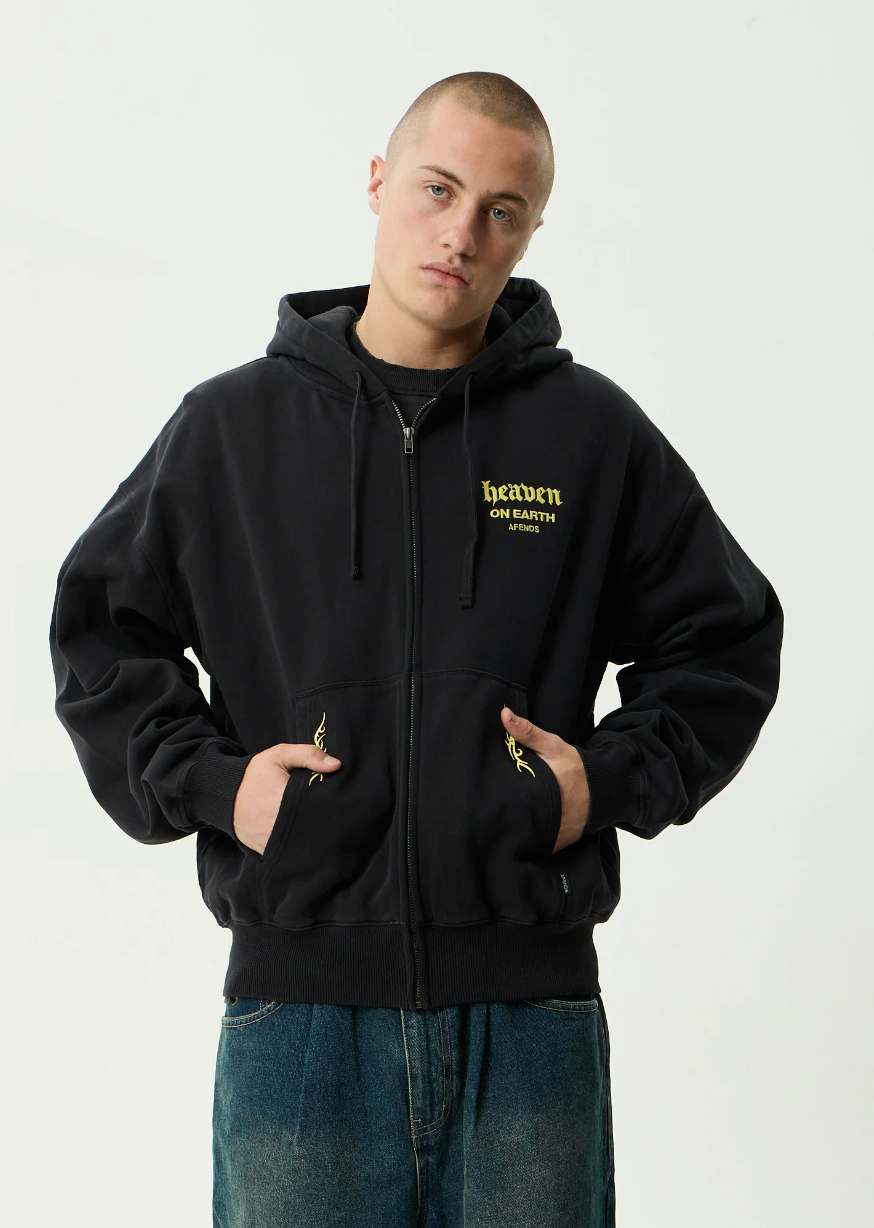 Heaven - Boxy Zip Hood - Black