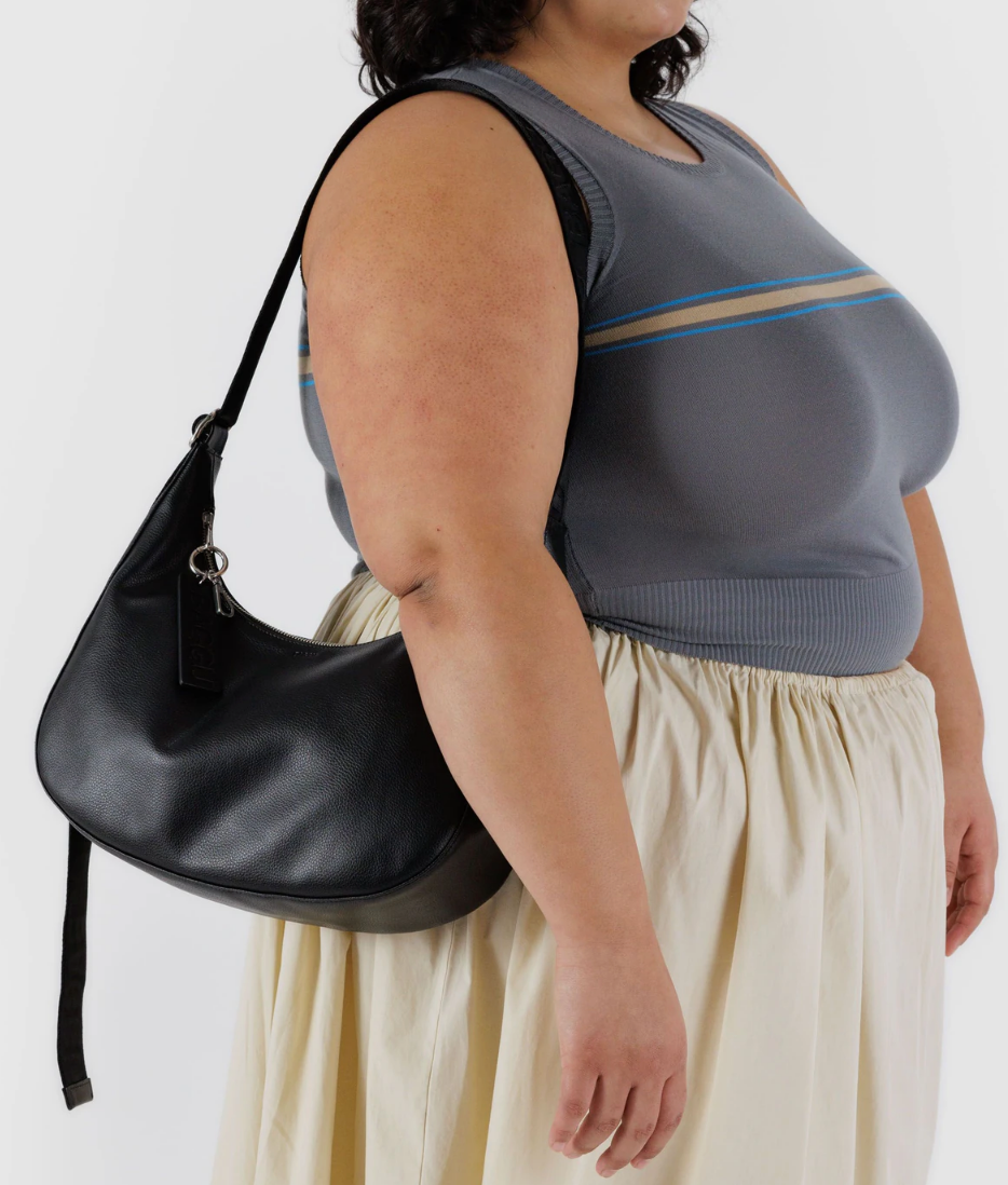 Leather Medium Crescent - Black