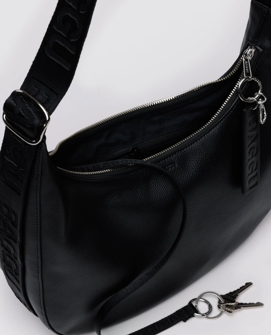 Leather Medium Crescent - Black