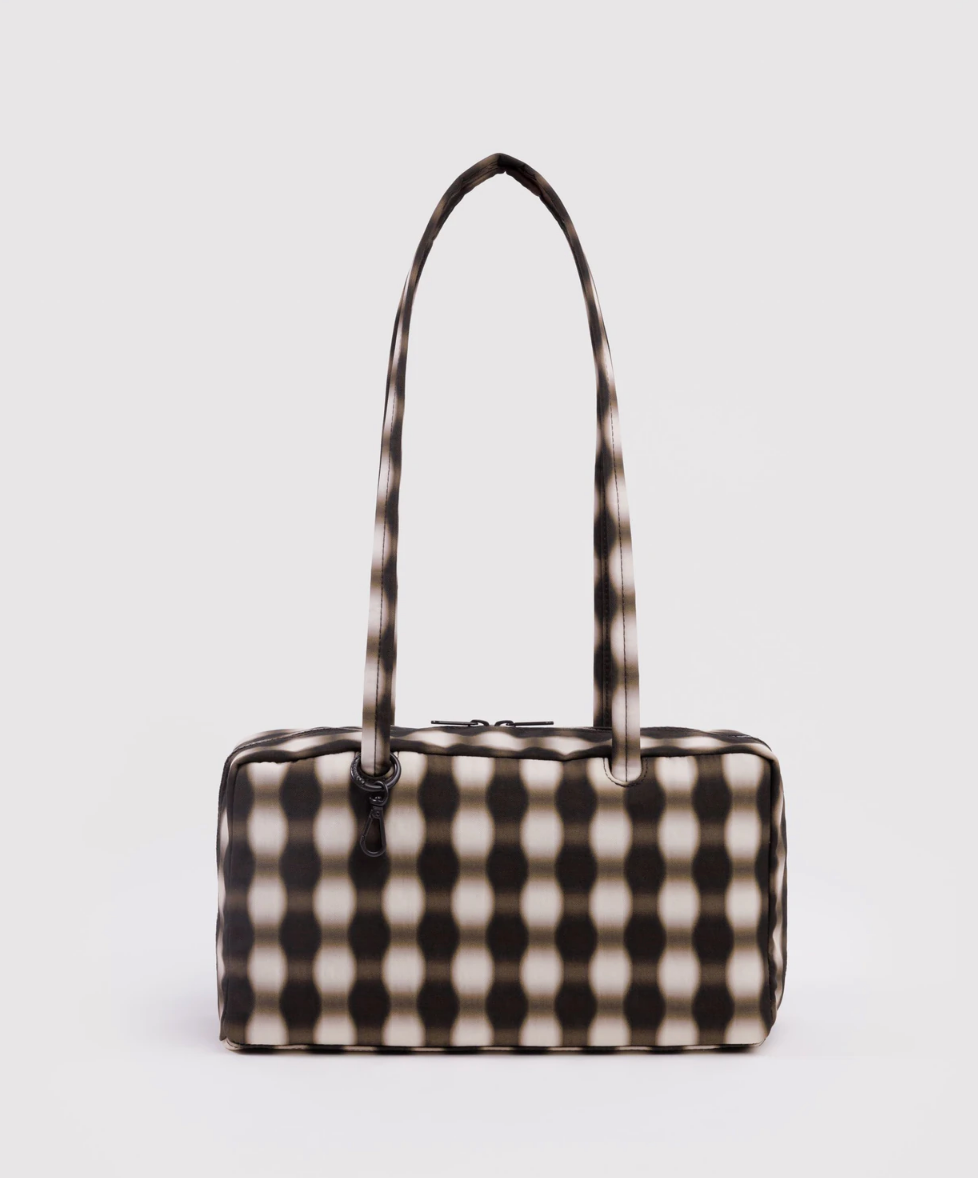 Nylon Bowler Bag - Blurred Gingham Brown