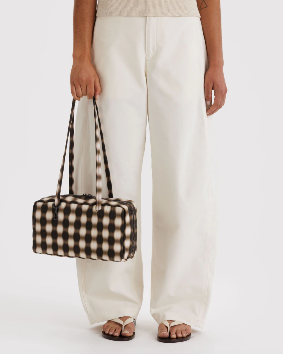 Nylon Bowler Bag - Blurred Gingham Brown