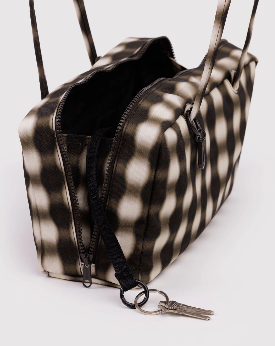 Nylon Bowler Bag - Blurred Gingham Brown