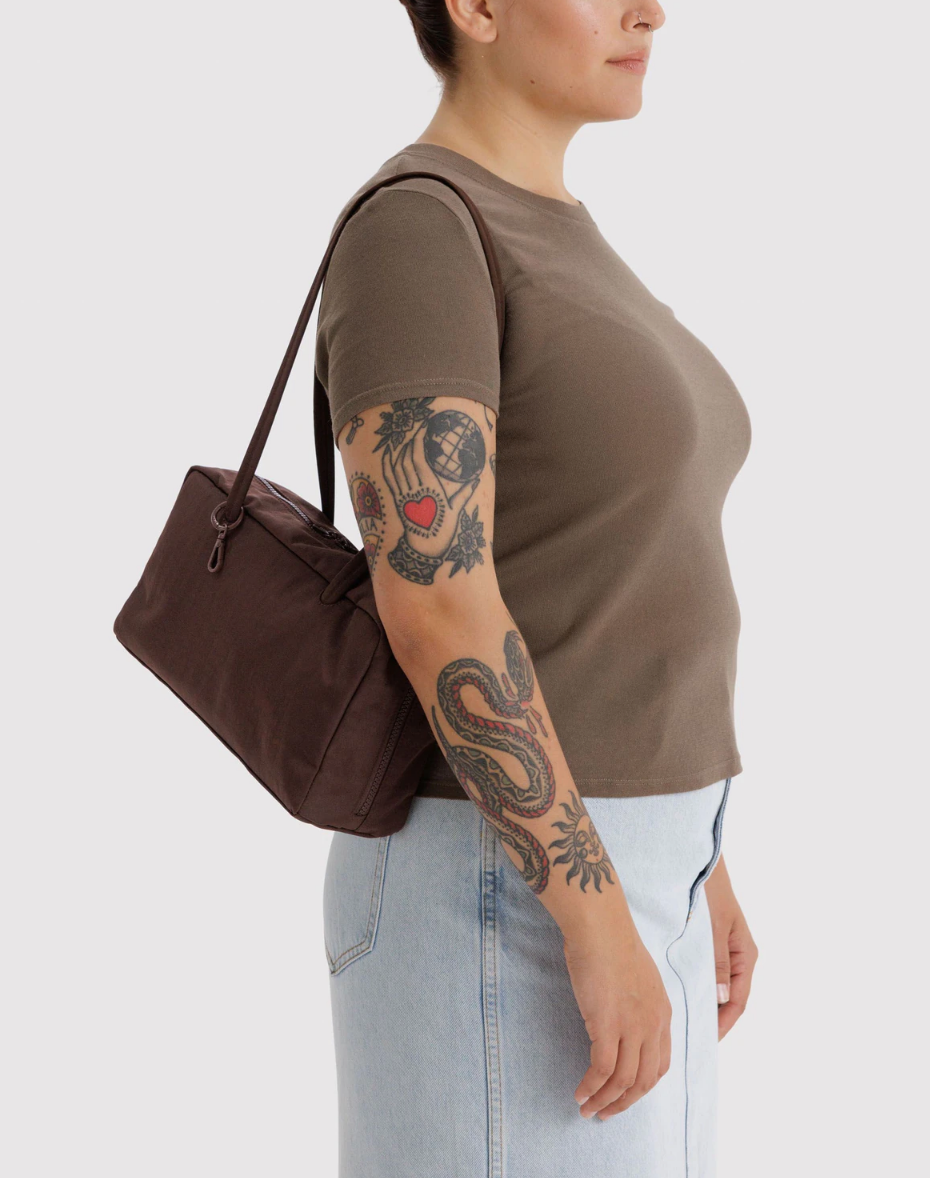 Nylon Bowler Bag - Coffee