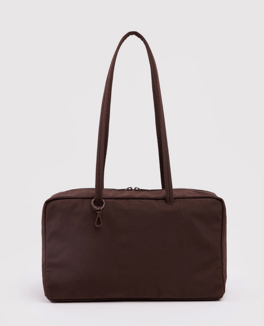 Medium Nylon Bowler Bag - Coffee