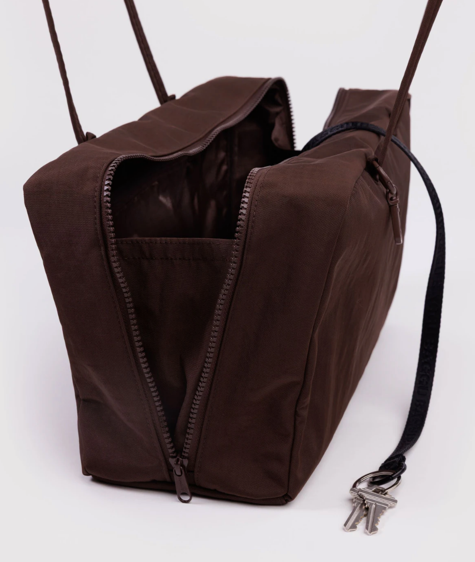 Medium Nylon Bowler Bag - Coffee