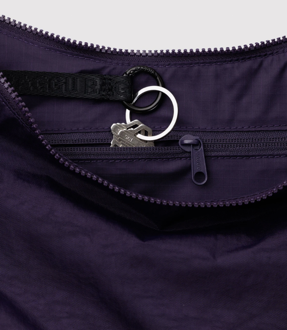 Medium Nylon Crescent Bag - Fig