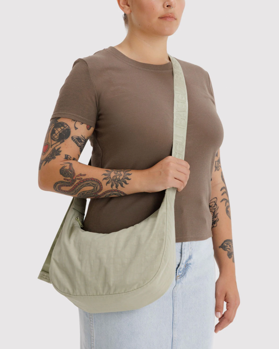 Medium Nylon Crescent Bag - Celadon