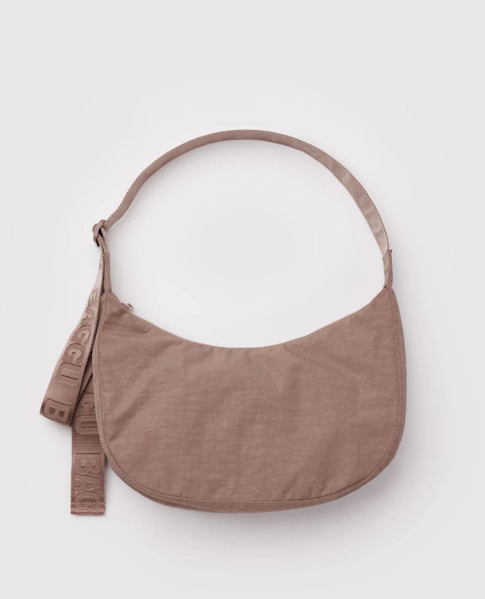 Medium Nylon Crescent Bag - Toasted Almond
