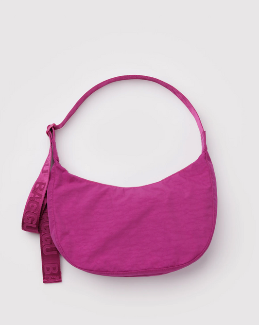 Medium Nylon Crescent Bag - Deep Fuchsia