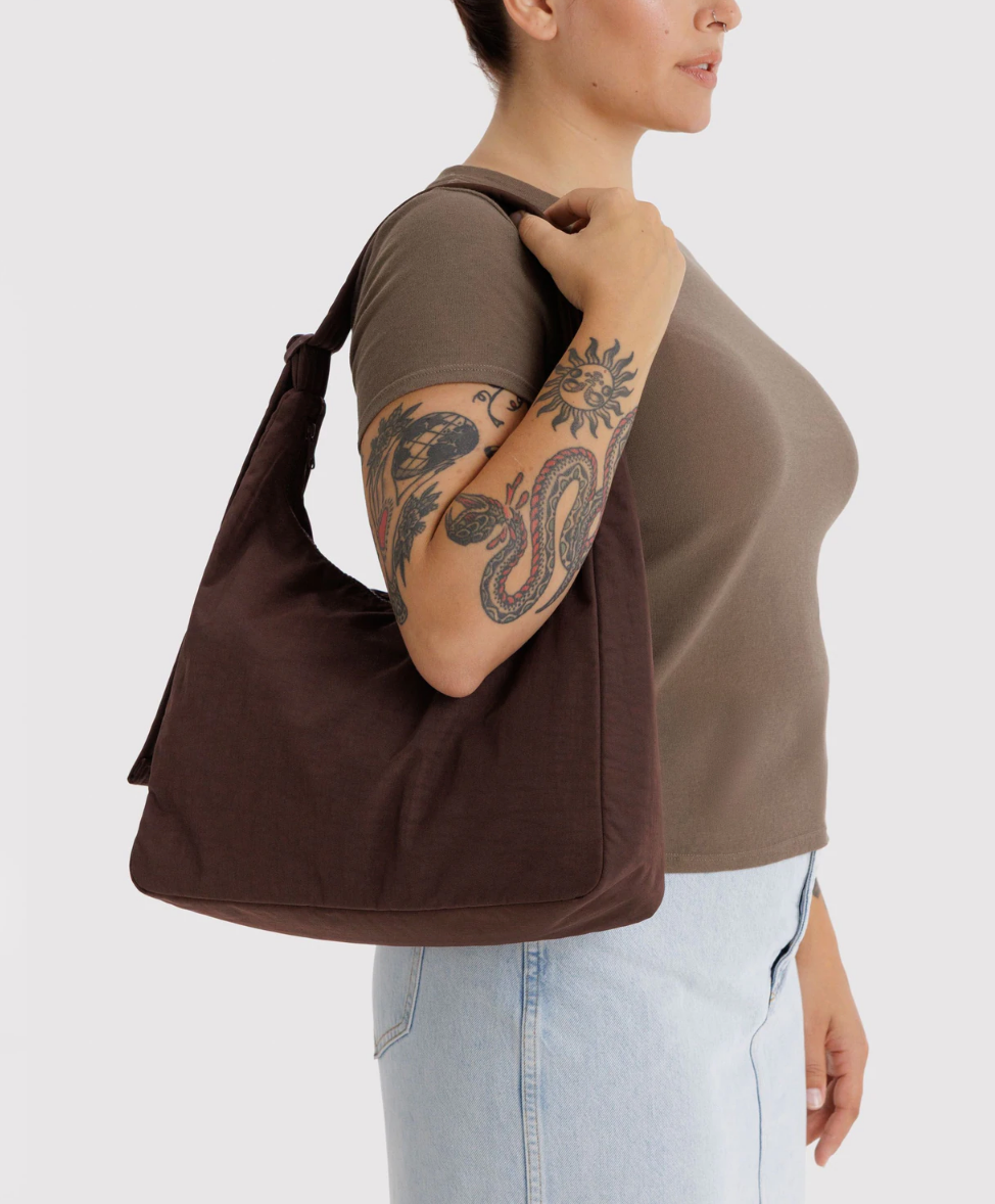Nylon Shoulder Bag - Coffee