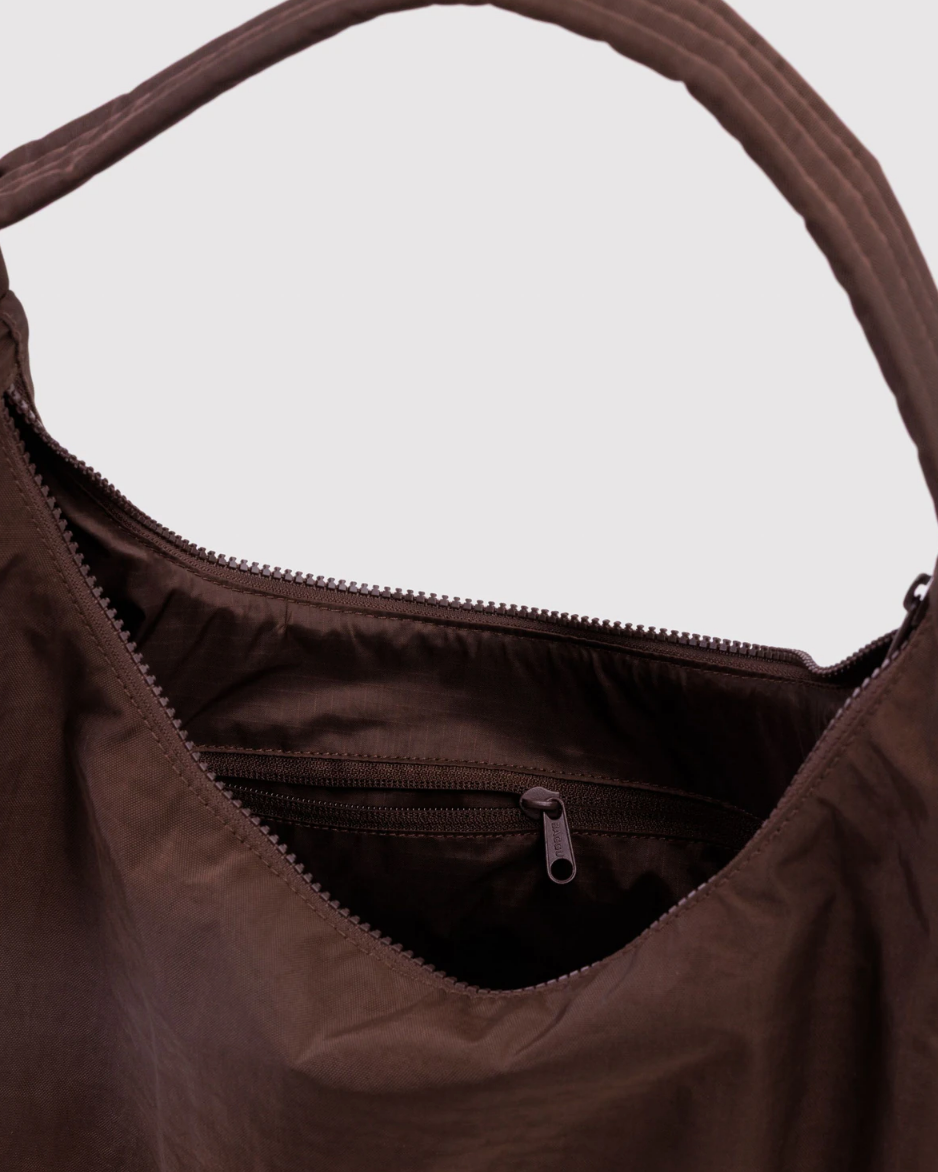 Nylon Shoulder Bag - Coffee