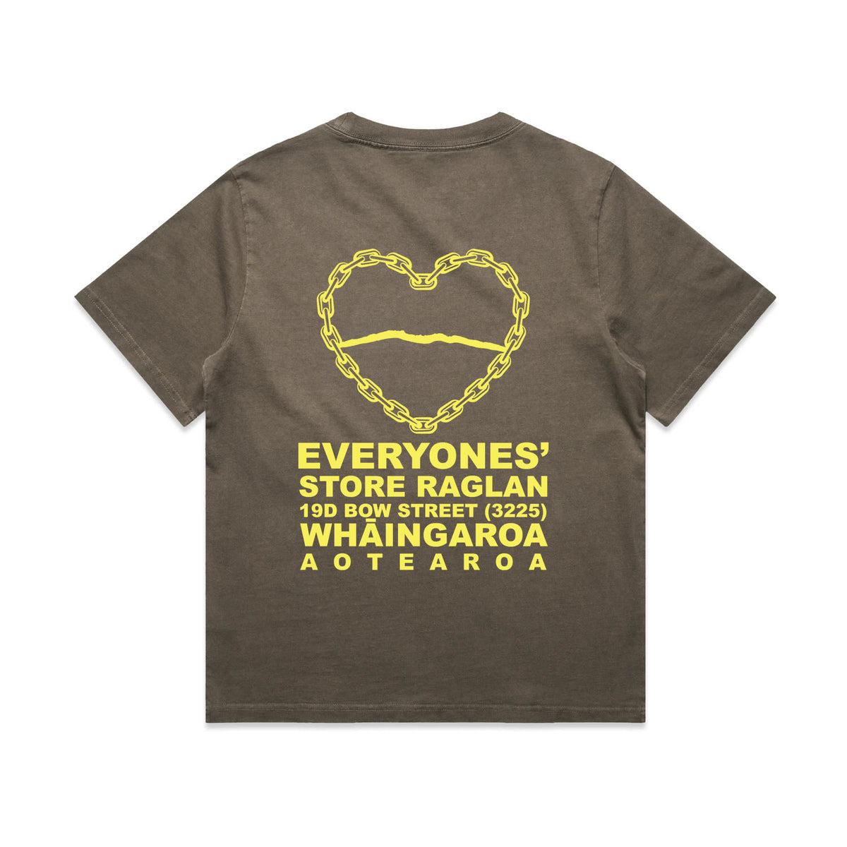 Karioi Womens Tee - Faded Chocolate/Kōwhai