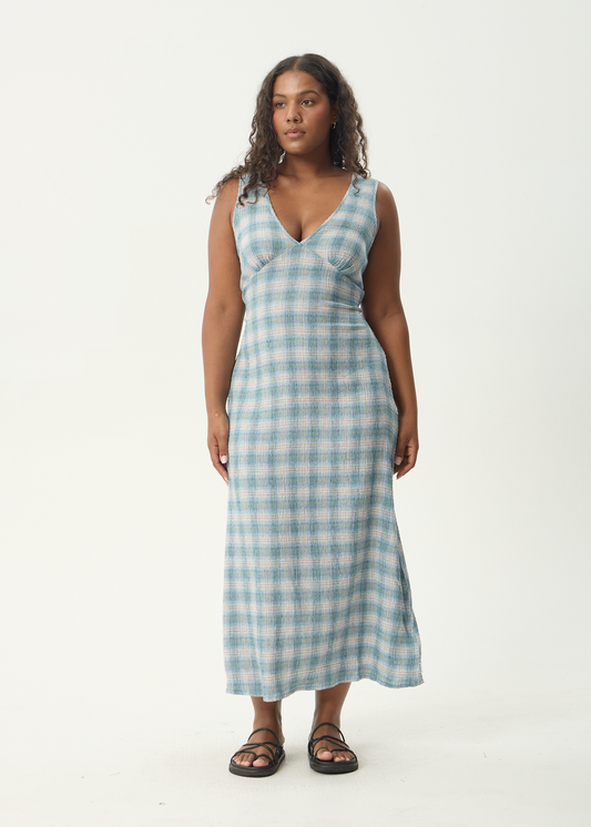 Position - Seersucker Check Maxi Dress - Lake Check