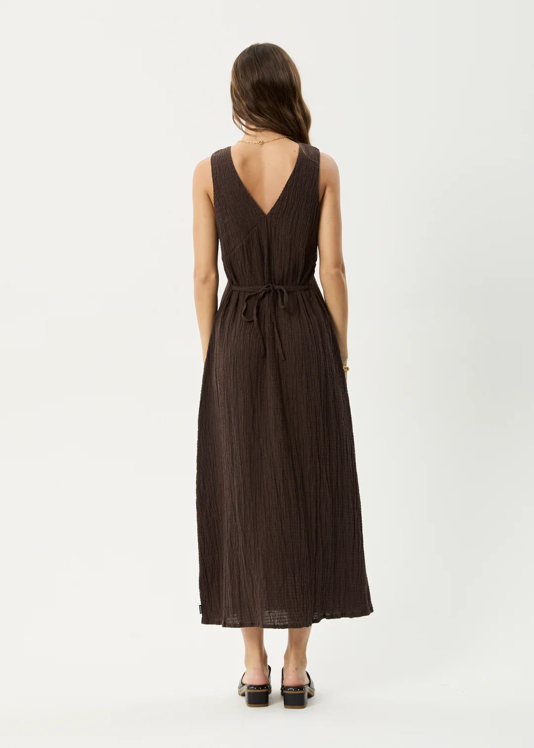 Focus - Seersucker Maxi Dress - Coffee