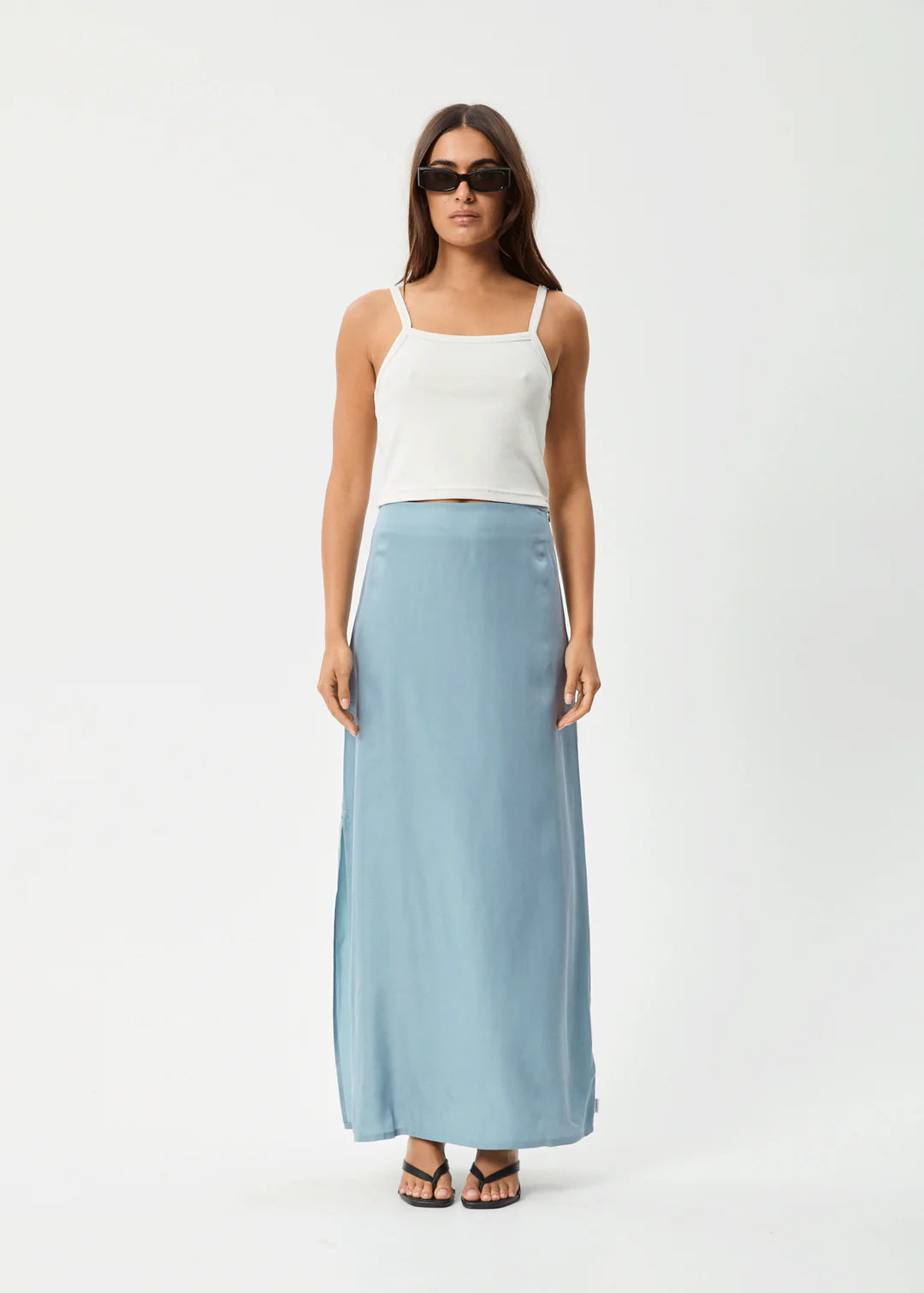 Grace - Cupro Maxi Skirt - Ether Blue