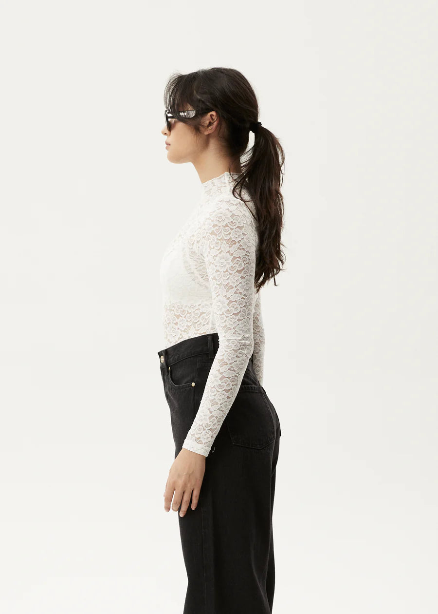 Poet - Lace Long Sleeve Top - White