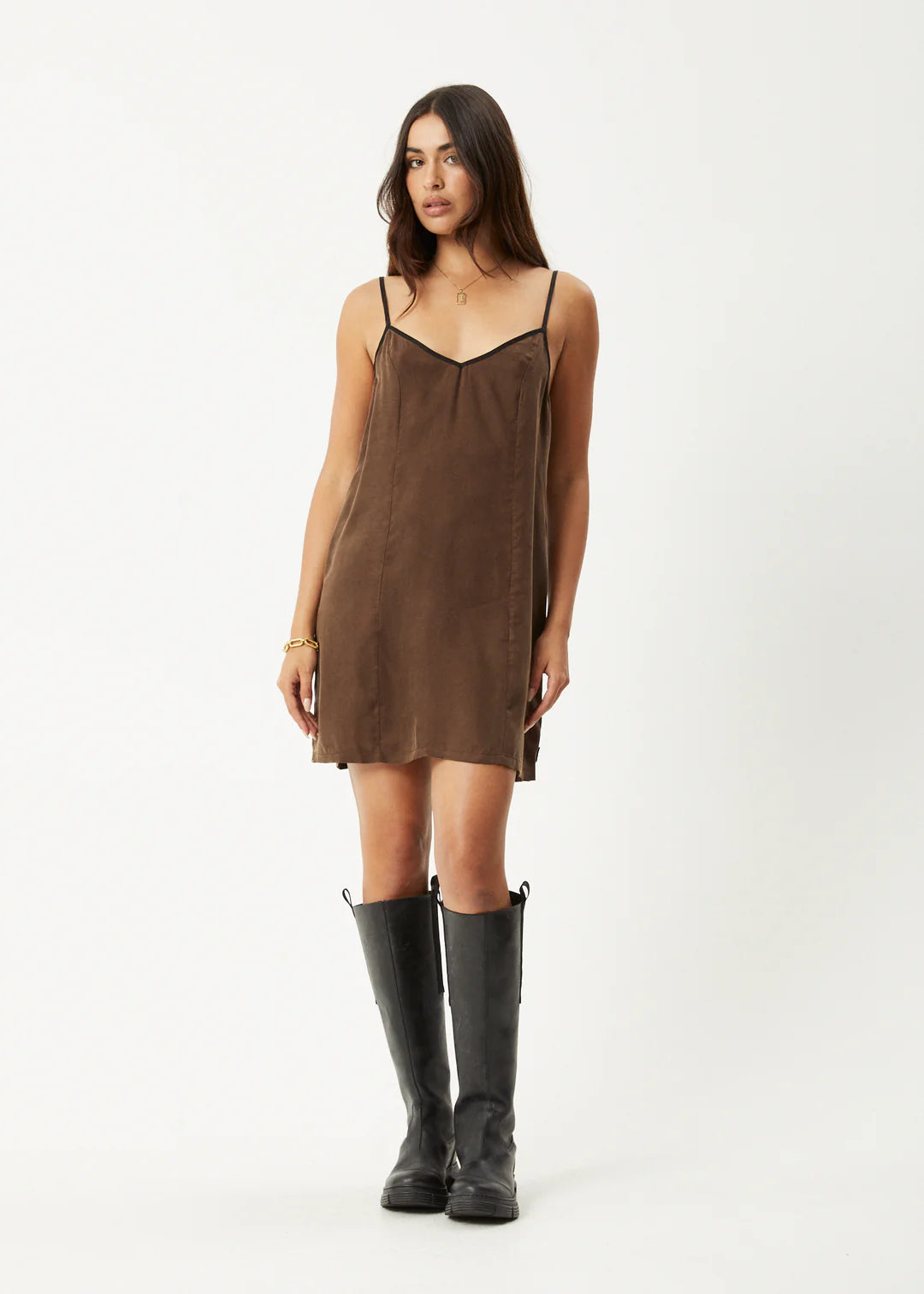 Giselle - Cupro Mini Dress - Coffee