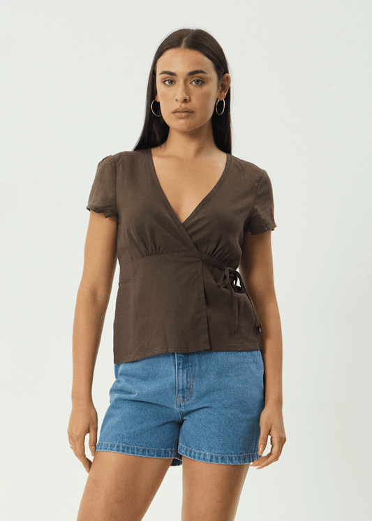 Loula Wrap Top - Coffee