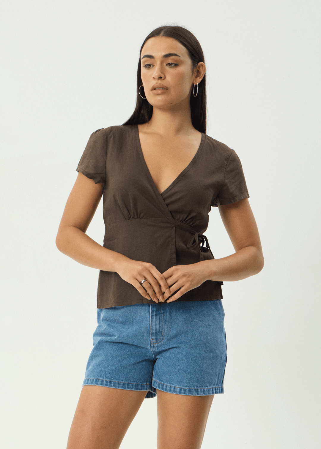 Loula Wrap Top - Coffee