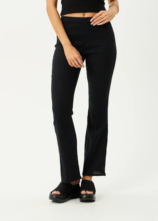 Focus - Seersucker Flare Pant - Black