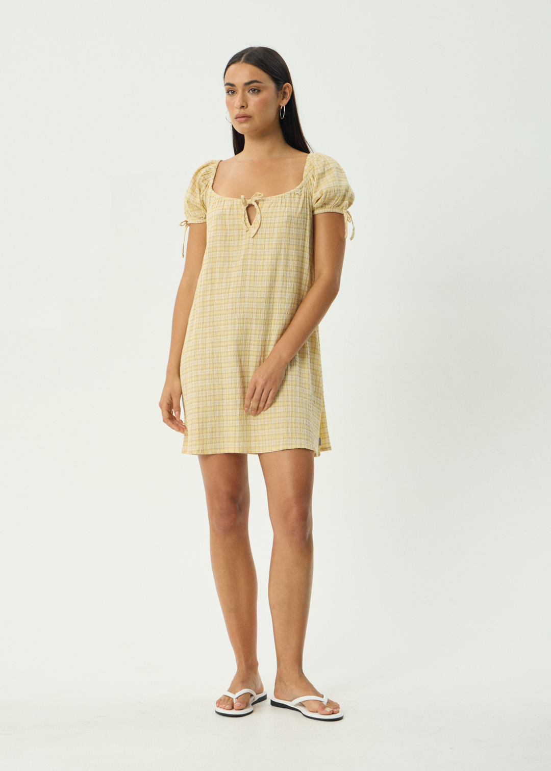 Sunday - Seersucker Mini Dress - Lemon Check