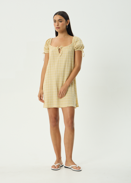 Sunday - Seersucker Mini Dress - Lemon Check