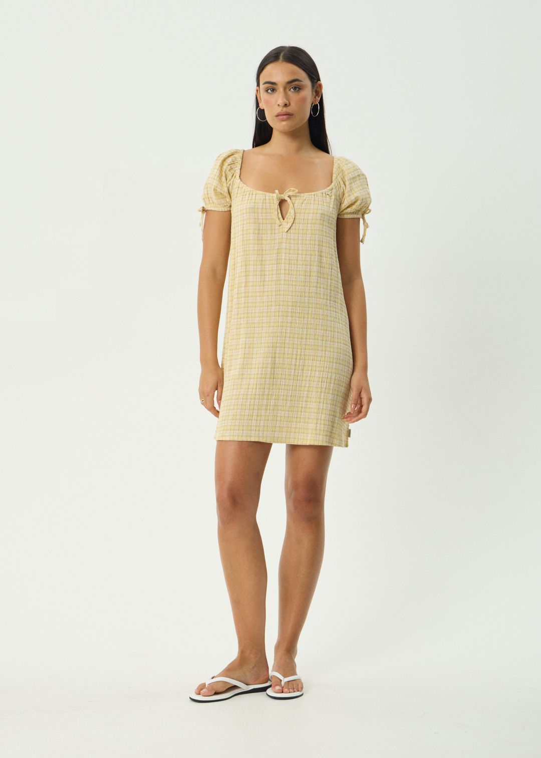 Sunday - Seersucker Mini Dress - Lemon Check