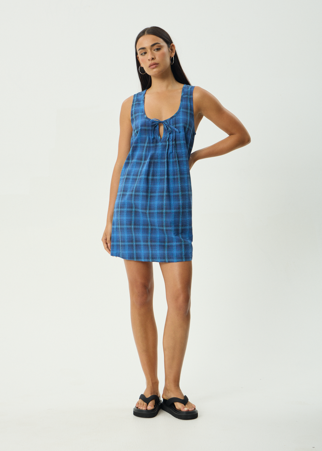 Camden - Seersucker Mini Dress - Marina Check
