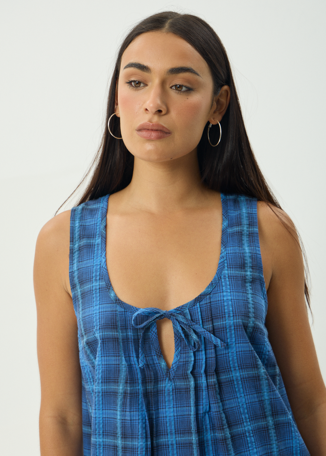 Camden - Seersucker Mini Dress - Marina Check