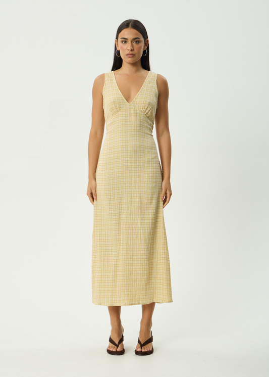 Sunday - Seersucker Check Maxi Dress - Lemon Check