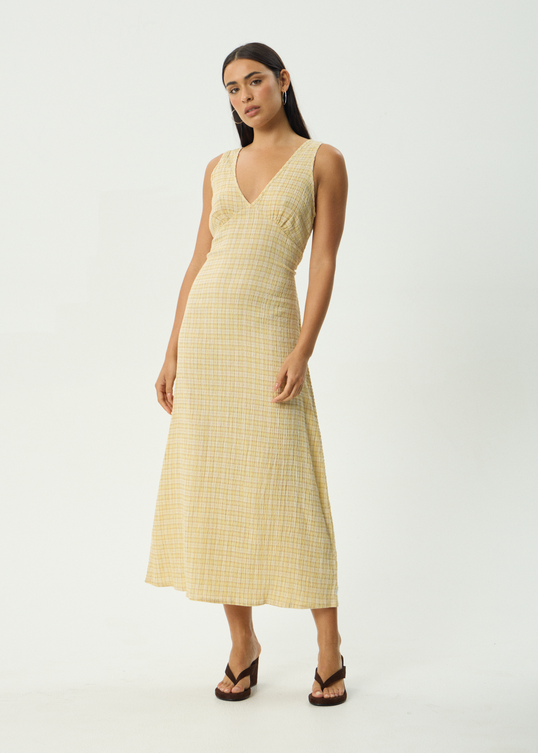 Sunday - Seersucker Check Maxi Dress - Lemon Check