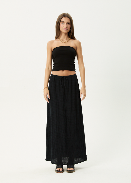 Focus - Seersucker Maxi Skirt - Black