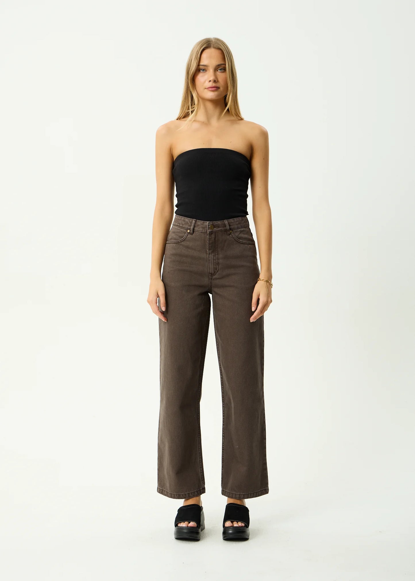 Bella - Denim Wide Leg Baggy Jean - Washed Coffee