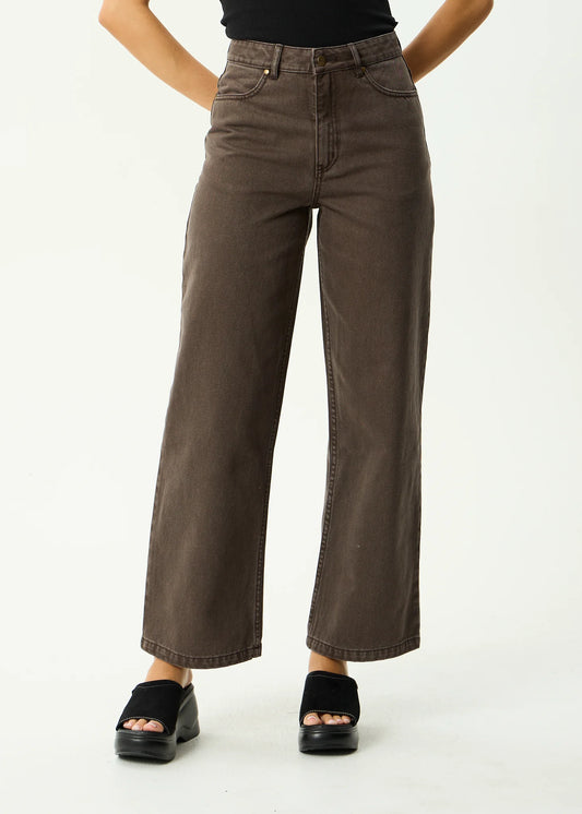Bella - Denim Wide Leg Baggy Jean - Washed Coffee