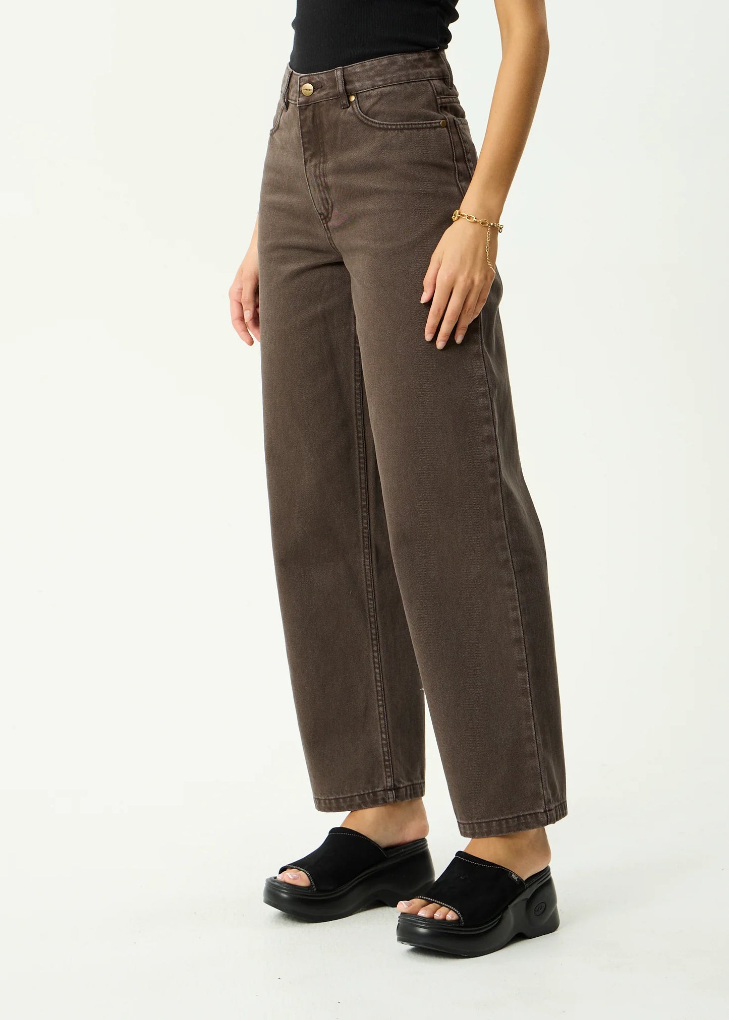 Bella - Denim Wide Leg Baggy Jean - Washed Coffee