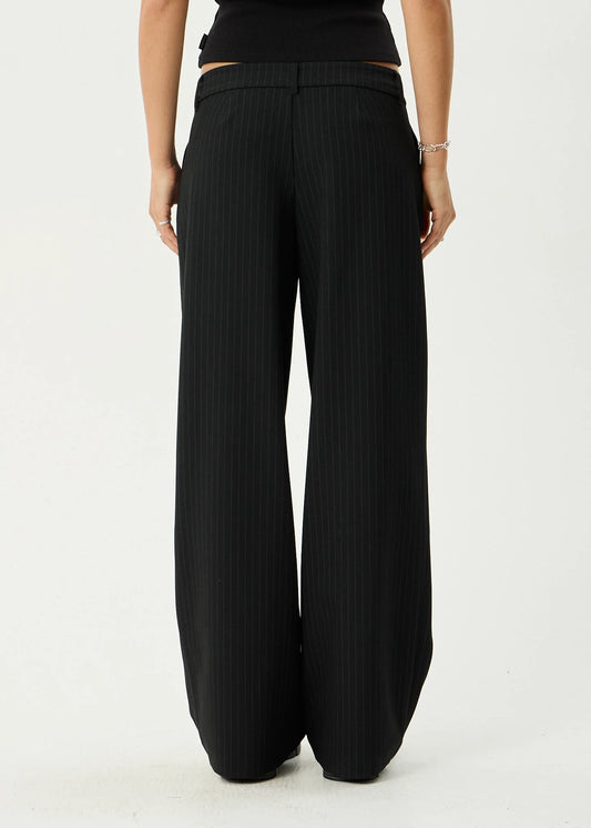 Business Pinstripe Low Rise Pant - Black