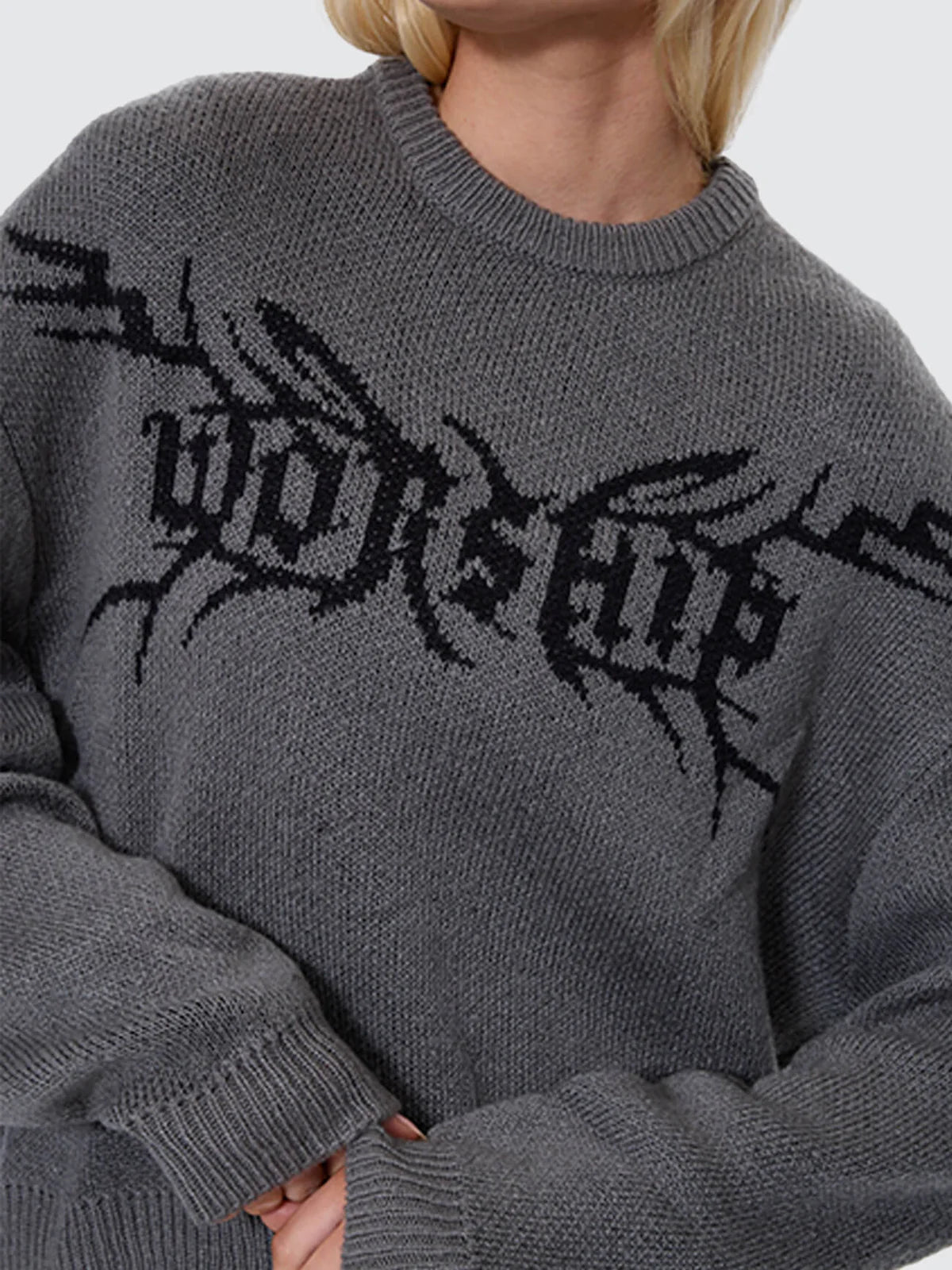 Trudge Box Fit Crew Knit Sweater - Dark Marle