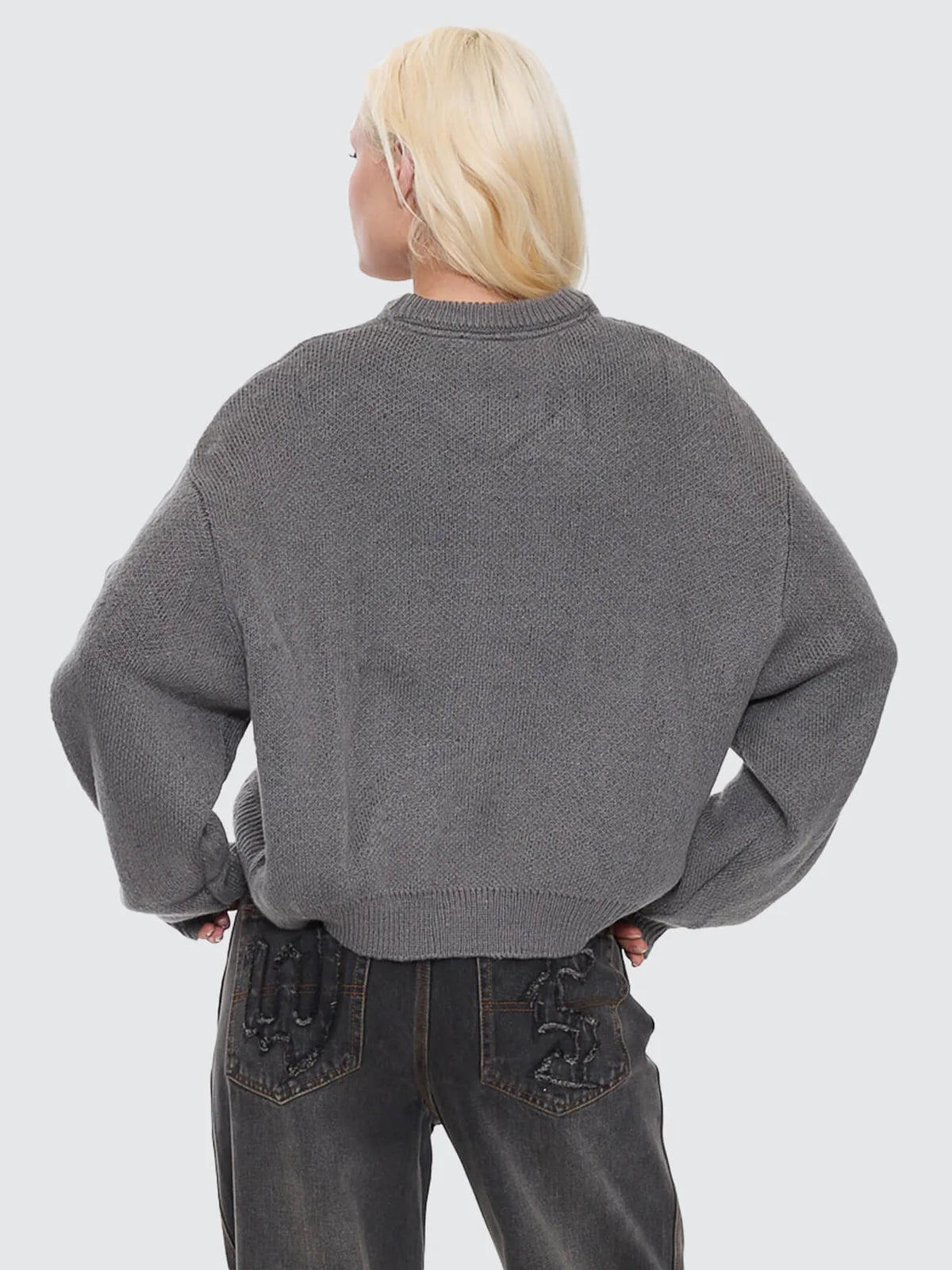 Trudge Box Fit Crew Knit Sweater - Dark Marle
