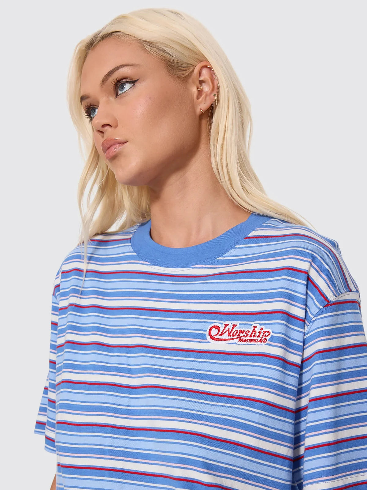 Yours Truly Stripe Regular Fit Tee - Sailor Blue