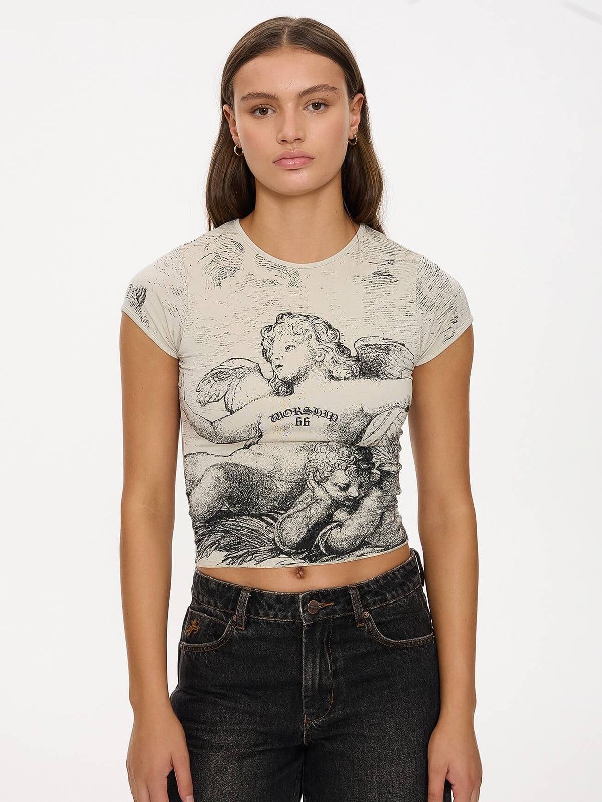 Dreamers Cap Sleeve Tee - Stone