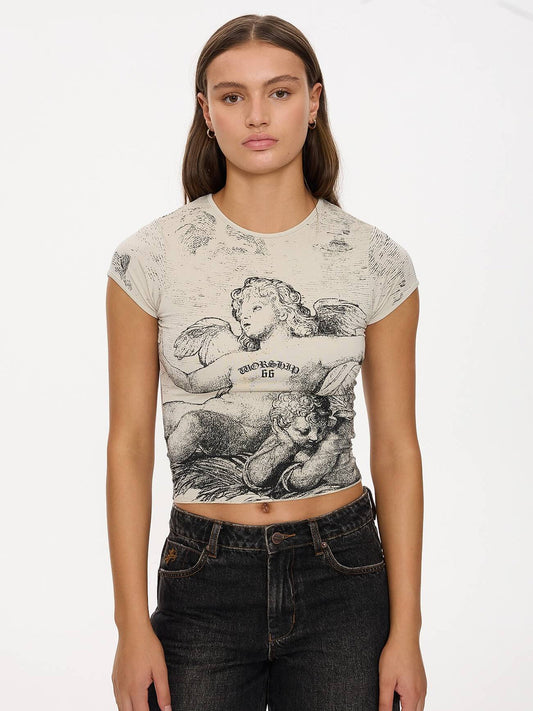 Dreamers Cap Sleeve Tee - Stone