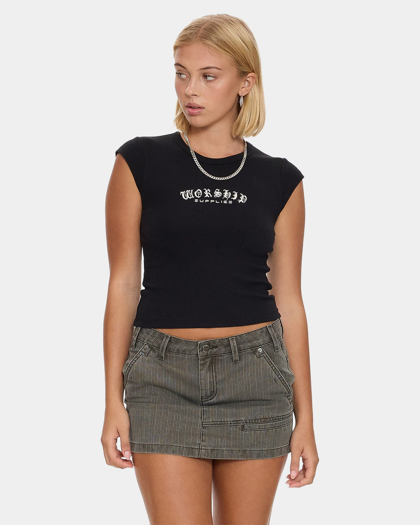 Frequency Cap Sleeve T-Shirt - Black