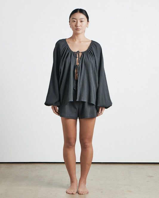 Oakleigh Blouse - Charcoal
